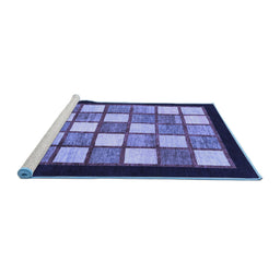 Sideview of Machine Washable Checkered Blue Modern Rug, wshabs819blu