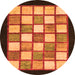 Round Checkered Orange Modern Rug, abs819org