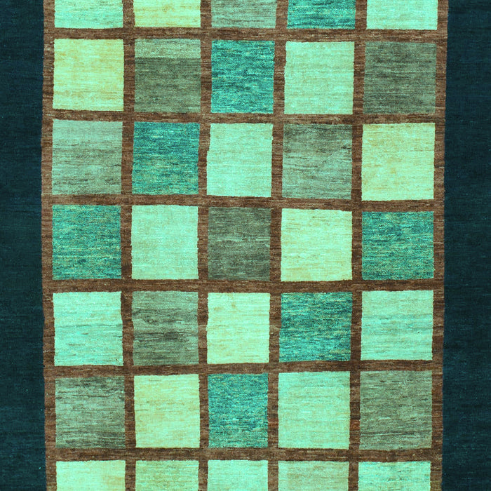 Machine Washable Checkered Turquoise Modern Area Rugs, wshabs819turq