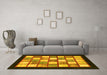 Machine Washable Checkered Yellow Modern Rug in a Living Room, wshabs819yw