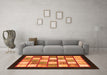 Machine Washable Checkered Orange Modern Area Rugs in a Living Room, wshabs819org
