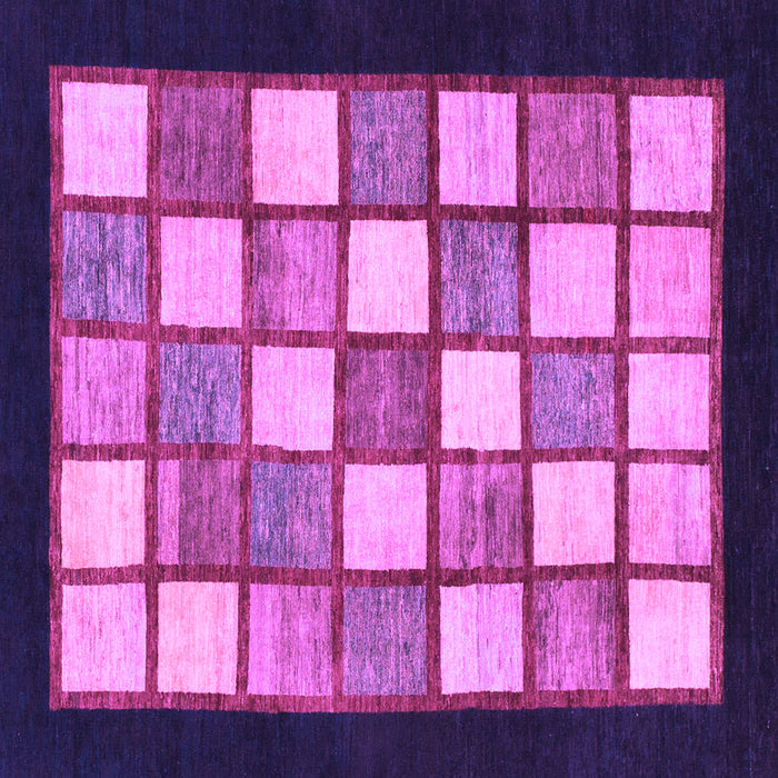 Square Machine Washable Checkered Purple Modern Area Rugs, wshabs819pur