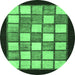 Round Checkered Emerald Green Modern Rug, abs819emgrn