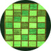 Round Machine Washable Checkered Green Modern Area Rugs, wshabs819grn