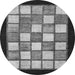 Round Machine Washable Checkered Gray Modern Rug, wshabs819gry