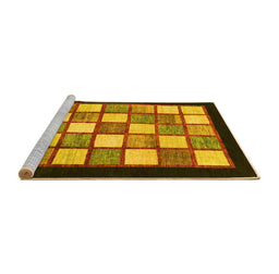 Sideview of Machine Washable Checkered Yellow Modern Rug, wshabs819yw