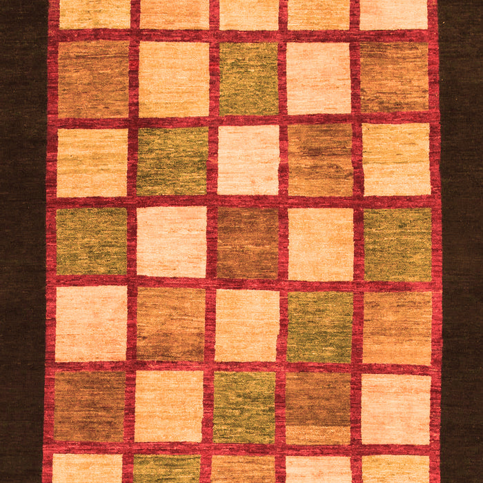 Machine Washable Checkered Orange Modern Area Rugs, wshabs819org
