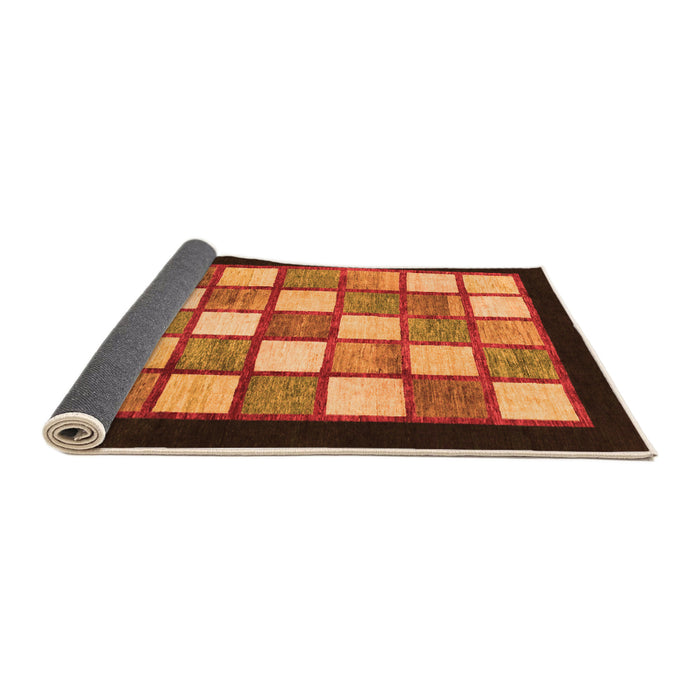 Sideview of Checkered Orange Modern Rug, abs819org