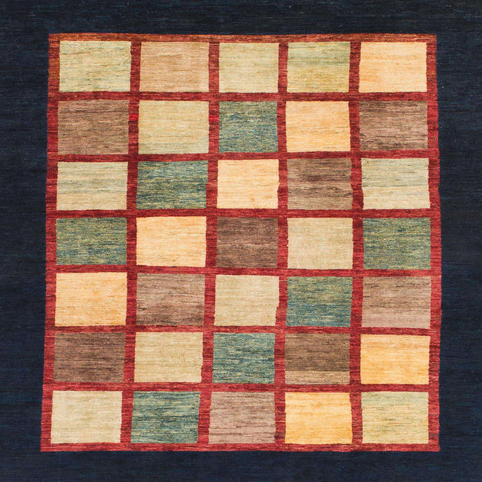 Square Abstract Red Checkered Rug, abs819