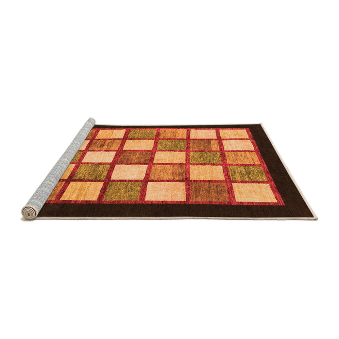 Sideview of Machine Washable Checkered Orange Modern Area Rugs, wshabs819org