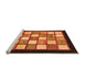 Sideview of Machine Washable Checkered Orange Modern Area Rugs, wshabs819org