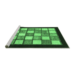 Sideview of Machine Washable Checkered Emerald Green Modern Area Rugs, wshabs819emgrn