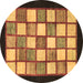 Round Machine Washable Checkered Brown Modern Rug, wshabs819brn