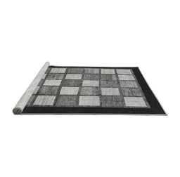 Sideview of Machine Washable Checkered Gray Modern Rug, wshabs819gry
