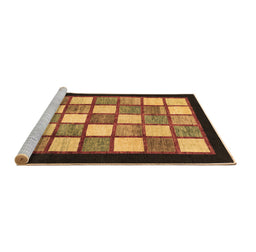 Sideview of Machine Washable Checkered Brown Modern Rug, wshabs819brn