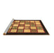 Sideview of Machine Washable Checkered Brown Modern Rug, wshabs819brn