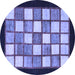 Round Machine Washable Checkered Blue Modern Rug, wshabs819blu