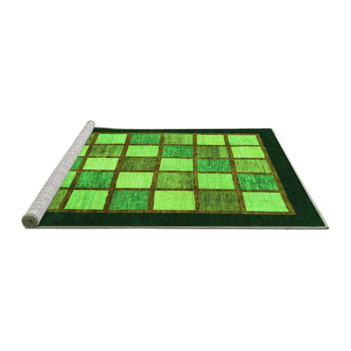 Sideview of Machine Washable Checkered Green Modern Area Rugs, wshabs819grn