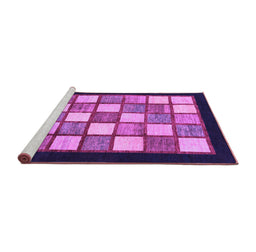 Sideview of Machine Washable Checkered Purple Modern Area Rugs, wshabs819pur