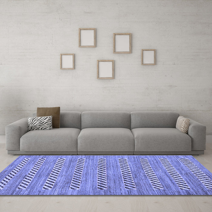Machine Washable Abstract Blue Modern Rug in a Living Room, wshabs81blu