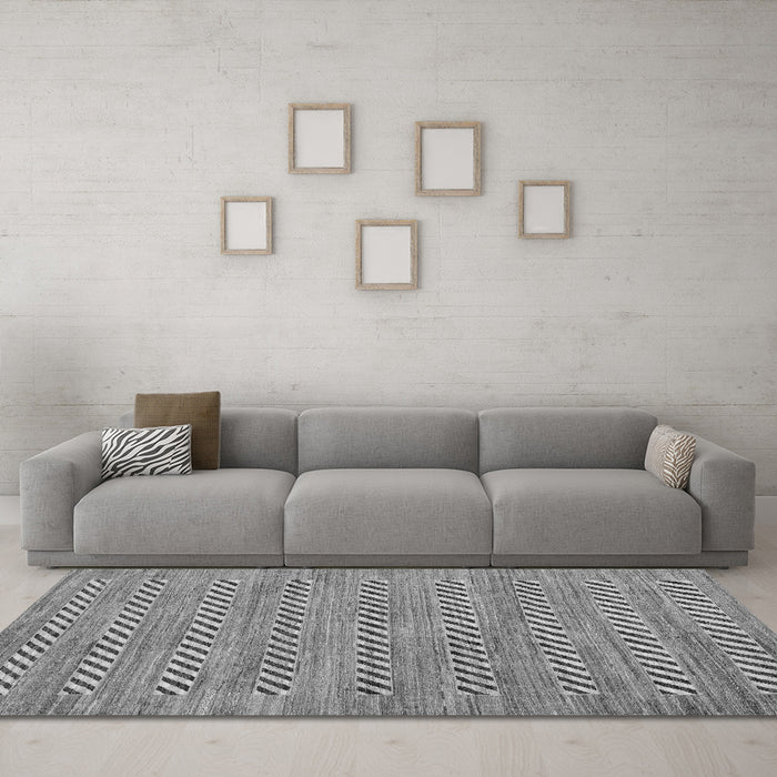 Machine Washable Abstract Gray Modern Rug in a Living Room,, wshabs81gry