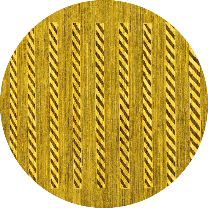 Round Abstract Yellow Modern Rug, abs81yw