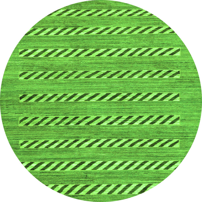 Round Machine Washable Abstract Green Modern Area Rugs, wshabs81grn