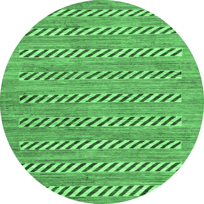 Round Machine Washable Abstract Emerald Green Modern Area Rugs, wshabs81emgrn