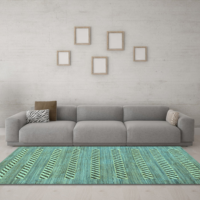 Machine Washable Abstract Light Blue Modern Rug in a Living Room, wshabs81lblu