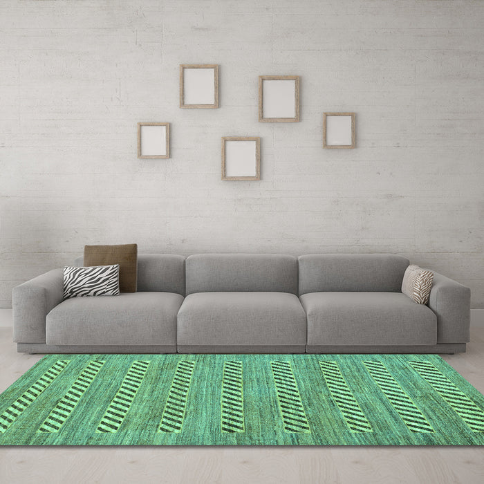 Machine Washable Abstract Turquoise Modern Area Rugs in a Living Room,, wshabs81turq