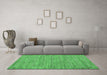 Machine Washable Abstract Emerald Green Modern Area Rugs in a Living Room,, wshabs81emgrn