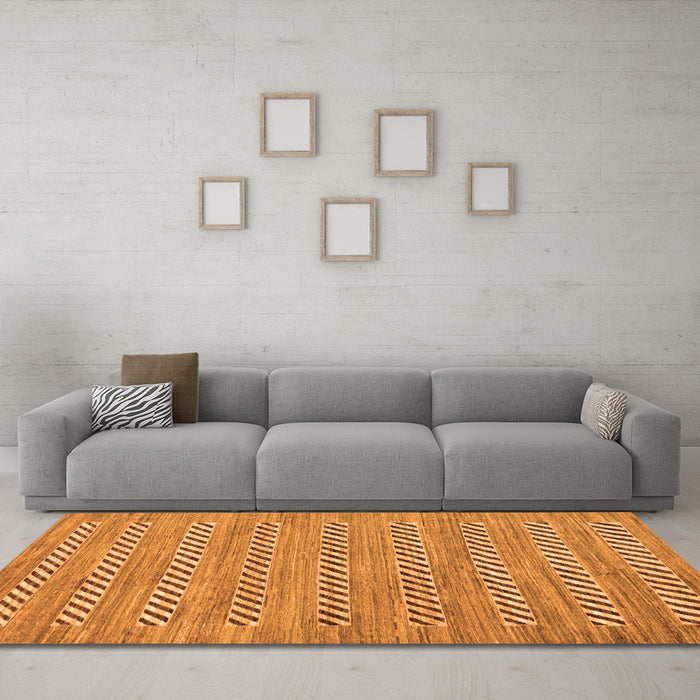 Machine Washable Abstract Orange Modern Area Rugs in a Living Room, wshabs81org
