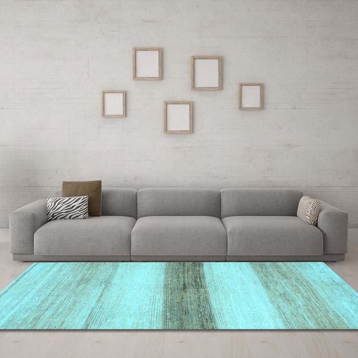 Machine Washable Solid Light Blue Modern Rug in a Living Room, wshabs820lblu