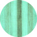 Round Machine Washable Solid Turquoise Modern Area Rugs, wshabs820turq