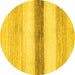 Round Machine Washable Solid Yellow Modern Rug, wshabs820yw