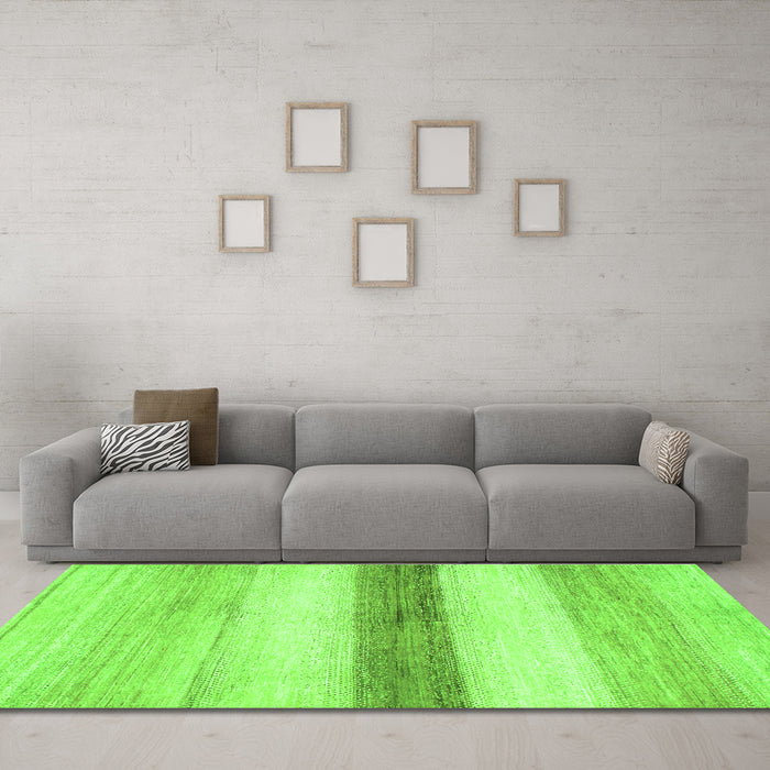 Machine Washable Solid Green Modern Area Rugs in a Living Room,, wshabs820grn