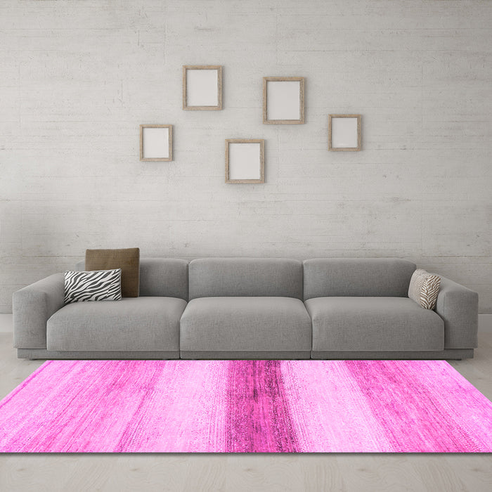 Machine Washable Solid Pink Modern Rug in a Living Room, wshabs820pnk