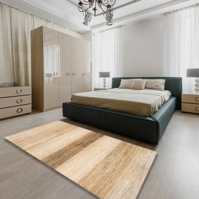 Abstract Pastel Orange Solid Rug in a Bedroom, abs820