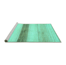 Sideview of Machine Washable Solid Turquoise Modern Area Rugs, wshabs820turq