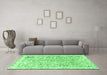 Machine Washable Abstract Emerald Green Modern Area Rugs in a Living Room,, wshabs821emgrn