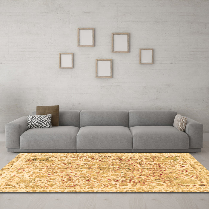 Machine Washable Abstract Brown Modern Rug in a Living Room,, wshabs821brn