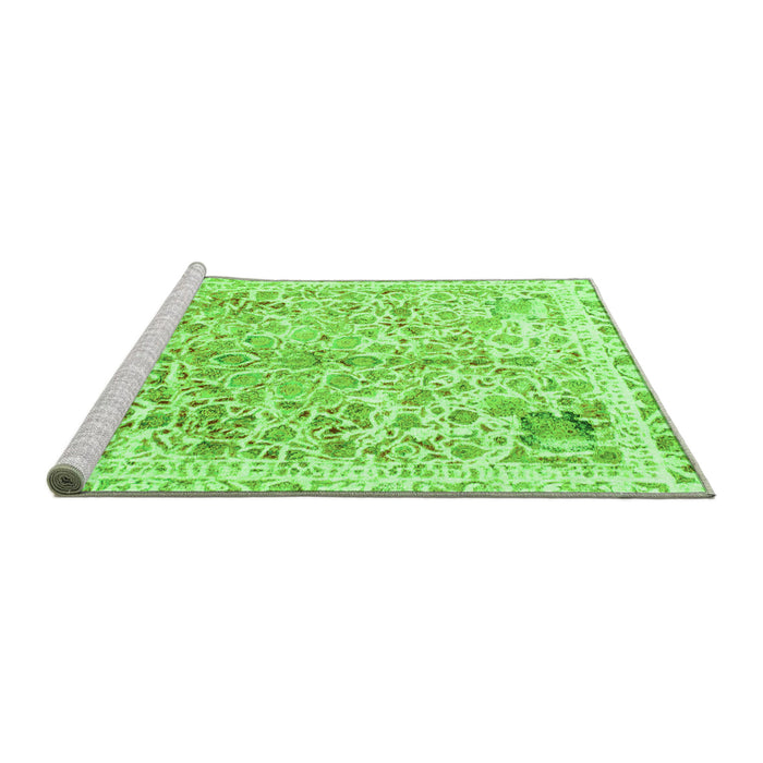 Sideview of Machine Washable Abstract Green Modern Area Rugs, wshabs821grn