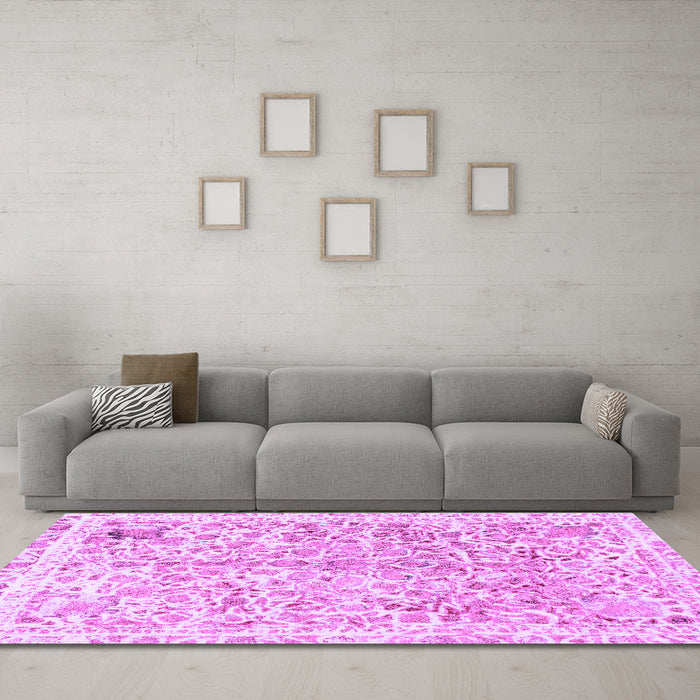 Machine Washable Abstract Purple Modern Area Rugs in a Living Room, wshabs821pur