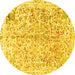 Round Abstract Yellow Modern Rug, abs821yw