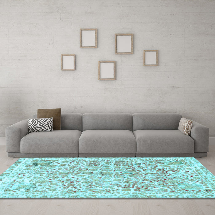 Machine Washable Abstract Light Blue Modern Rug in a Living Room, wshabs821lblu