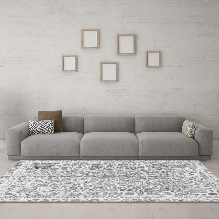 Machine Washable Abstract Gray Modern Rug in a Living Room,, wshabs821gry