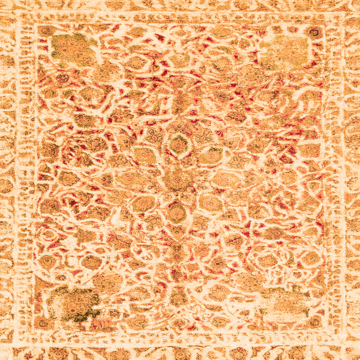 Square Machine Washable Abstract Orange Modern Area Rugs, wshabs821org