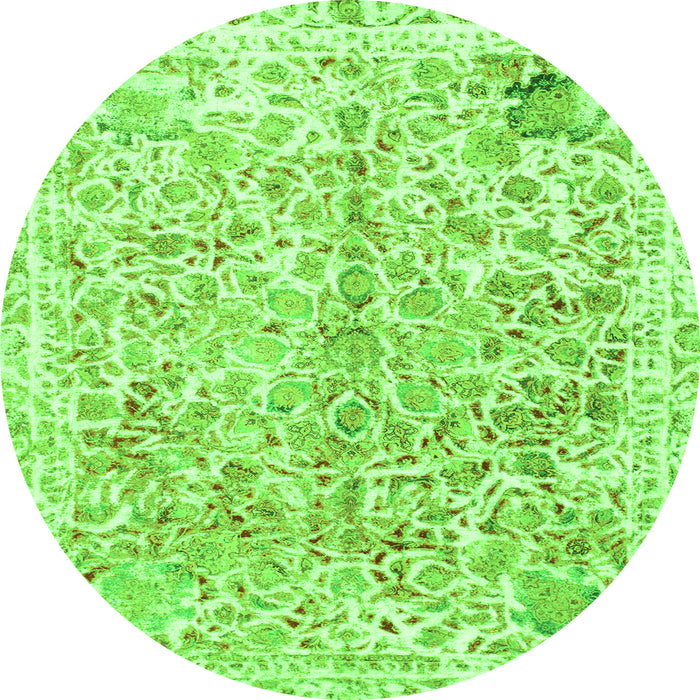 Round Machine Washable Abstract Green Modern Area Rugs, wshabs821grn