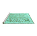 Sideview of Machine Washable Abstract Turquoise Modern Area Rugs, wshabs821turq