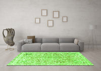 Machine Washable Abstract Green Modern Rug, wshabs821grn